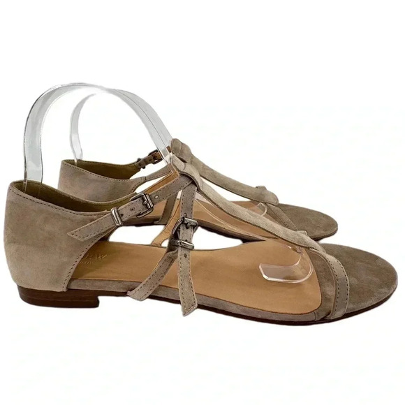 J crew womens sandals size 10 taupe Italian suede t-strap gladiator - Picture 12 of 12